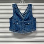Anthropologie Pilcro Womens Denim Vest Sz Large Festival Western Coastal Cowgirl Photo 1