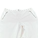 St. John Sport High Rise Flare White Stretch Goldtone Zippered Pocket Jean Pants Size 12 Photo 3