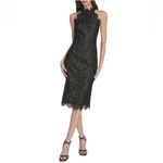 Eliza J Women's Metallic Eyelash Lace Midi-Dress, Black/Gold, Size 16, NWOT Photo 4