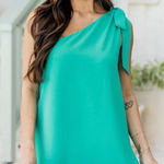 Pink Lily  BOUTIQUE One Shoulder Green Mini Dress size XS Photo 0