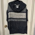 BCBGMAXAZRIA Womens Sweater M/L Blue Wool Elinor Knit Cowl Neck Fair isle Hi-Low Photo 9