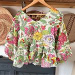 Anthropologie Love the Label Mitzie Floral botanical Balloon top sz M Photo 0