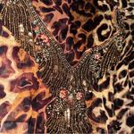 Akaru Women’s Size M Brown Black Leopard Animal Print Beaded V Photo 5