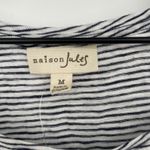 Maison Jules Striped Tank Top Lace Trim Navy White Size Medium Photo 2