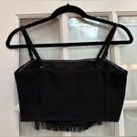 Banana Republic Black Fringe Western Chic Boho Romantic Camisole Crop Top Size 4 Photo 3