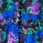 Vintage Wilroy Rare Purple Blue Floral Paisley Satin Long Sleeve Blouse Size 10 Photo 8