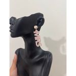 MRS Pink Crystal Blush Resin Mrs. Drop Earrings Just Married Bride to Be Photo 4