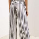 Loft Size MP Petite Pants Ankle Crop Wide Leg Shimmer Stripe Tie Waist High Rise Photo 2