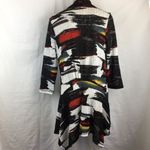 P Luca Milano Graphic Print Open Front Long Cardigan Sweater S Black Photo 2