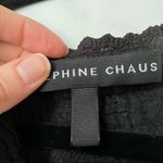 Josephine Chaus  Black Gauze Ruffled Edge Sleeveless V Neck Stretch Blouse M Photo 6