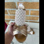 Delman Evitt Embroidered Heel Sandal size 10 Gold Photo 7