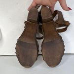 A. Giannetti 41 10.5 Italy Wooden Heels Sandal Shoes Brown Leather Open Toe Boho Photo 10
