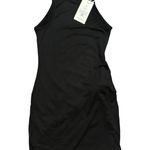 Halara NEW Round Neck Sleeveless Tie Front Bodycon Mini Casual Black Dress XS Photo 6