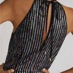 Anthropologie Maeve by  Disco Halter Wide Leg Metallic‎ Striped Jumpsuit Size 8 Photo 6