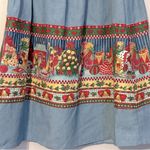 Vintage handmade chambray toyland holiday‎ Christmas skirt (small?) Blue Photo 7