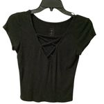 Me to We  Black Crisscross Short Sleeve Top Photo 3
