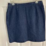 J. Jill Denim Frayed Hem Skirt Side Zipper Size 6 retro western trad wife boho Blue Photo 3