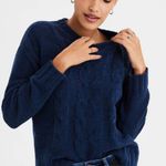 American Eagle Impossibly Soft Chunky Cable Knit Sweater in Navy Blue Photo 0