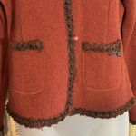Mat Collection Orange Brown Beaded Cropped Pure Wool Jacket Blazer Small Photo 2