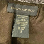 Banana Republic  Brown White Cotton Lined Zip Pencil Skirt Front Pleat Size 2 Photo 7