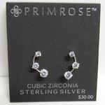 Primrose  Sterling Silver Round Cubic Zirconia Curved Wire Earrings NWT Photo 2