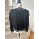 Vintage Old Money Black Silk Faux Pearl Trim Beaded Blazer Evening Jacket Size M Photo 2