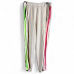 Sundry Faux Sherpa Sweatpants Neon Stripe On Cream Size 4 (XL) Cozy Pilates Photo 2