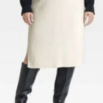 Ava & Viv Cream Pencil Skirt Sz XXL (17) Ribbed Textured Knitted Fall Wear Photo 0
