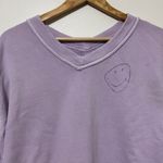 Aerie  Oversized Wonder V-Neck Sweatshirt Purple Size XS Smiley Face Graphic Photo 3