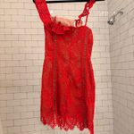 Majorelle  Scarlet Red Mini Lace Dress Photo 8