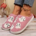 Pink Halloween Ghost Slippers | Cozy Spooky Cute House Shoes NWT Size 8 Photo 4