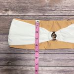 Koru Swimwear Tan Nude White Bandeau Bikini Top NWT Medium No Padding Swirl Bow Photo 8