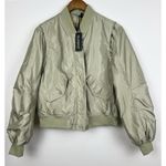 BLANK NYC Quilted Bomber Jacket Women’s M Green Snap Front Puffer Photo 1