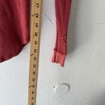 We The Free  Thermal Top Fitted XS Red Long Sleeve Crochet Cuff‎ Waffle Knit Boho Photo 8
