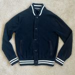 Banana Republic Varsity Bomber Snap Front Cardigan Sweater Black Women’s Small Photo 0