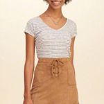 Hollister Y2K Mid-2000s Lace-Up Faux Suede High Rise Mini Skirt - Brown - 0 Photo 1