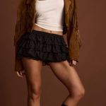 12th Tribe Black Ruffle Micro Shorts Photo 0