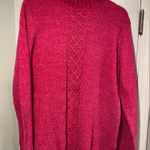 Sag Harbor  Size M Hot Pink Mock Neck Cable Knit Soft Chenille Pullover Sweared Photo 0