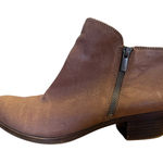 Lucky Brand  Basel Ankle Bootie Women’s 9.5 Brown Leather Heeled Boot Double Zip Photo 0