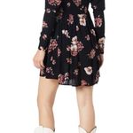 Nasty Gal  Floral Ruched Skater Dress Black Cutout size 6 Long Sleeves NWT Photo 1