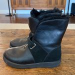 UGG  Black Leather Shearling Isley Waterproof Boots Size 7 Photo 1