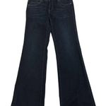 CAbi flare leg dark rinse bootcut jeans with distressing on front legs size 4 Photo 0