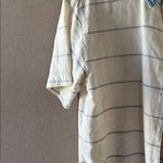 Krazy Kat  Striped Short Sleeve linen blend Shirt with Denim Collar small Photo 1