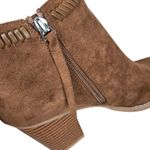 DV8 Jace Dune Suede Pointed Toe Mid Block Stacked Heel Ankle Boots 8 Western Brown Photo 8