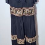 Venus  Black Tiered Boho Maxi Dress Size 4 Black Embroidered Beaded Boho Dress Photo 4