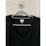 J.Crew  Shirt Women's‎ L Black Vintage V Neck Long Sleeve Top Stretch Photo 3