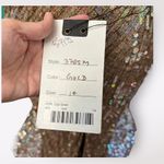 Mac Duggal Gold Sequin Cap Sleeve Gown 3785M Size 14 Long Formal Gown NWT Photo 3