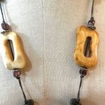 Bone beaded chinese coin pendant vintage estate necklace Photo 3