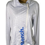 Bench  Asymmetrical Zip Jacket Logo Stretch Fitted High Collar Silver M Photo 0