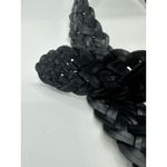 Perry Ellis  Black Leather Braided Women's Belt New Size Medium Silver Buckle‎ Photo 6